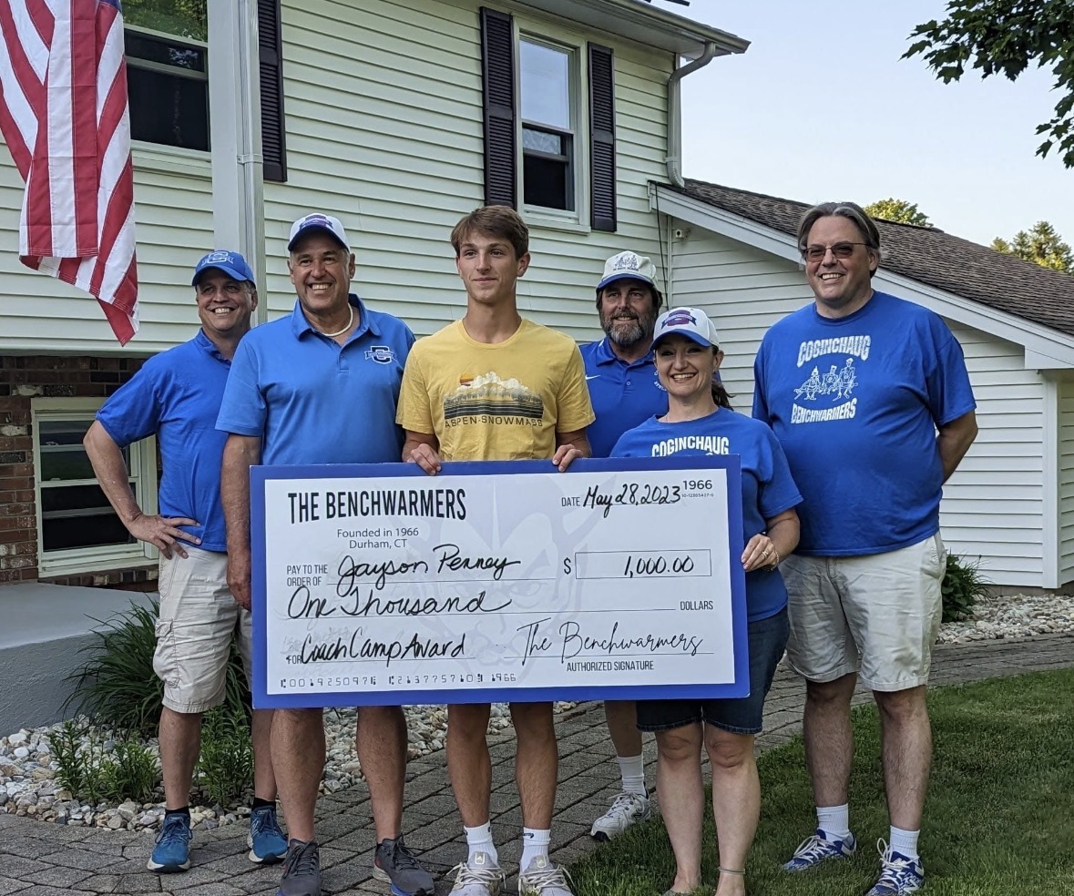 Scholarship recipient with Coginchaug Benchwarmers volunteers